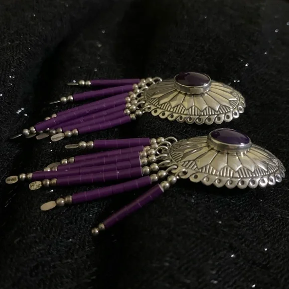 Vintage Hopi Purple Sugilite Concho earrings - Picture 3 of 9